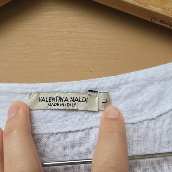 Valentina Naldi Sleeveless White Lace Linen Blouse Womens Large - Picture 5 of 7